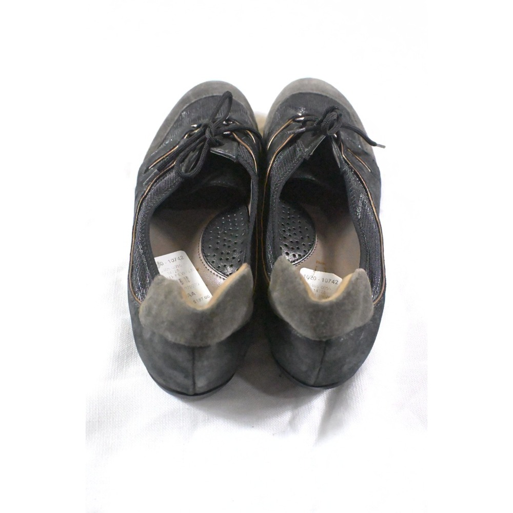 Sesto Meucci Pewter Metallic Suede Oxford Comfort Flats Lace Up Italy Sz 7.5 AA - Picture 11 of 11